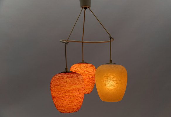 Mid-Century Modern Pendant Lamp in Glass and Metal, 1950s-KQB-1739074