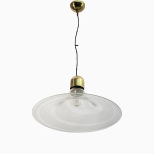 Mid-Century Modern Pendant Lamp in Spiral Murano Glass, Italy, 1970s-FER-1314597