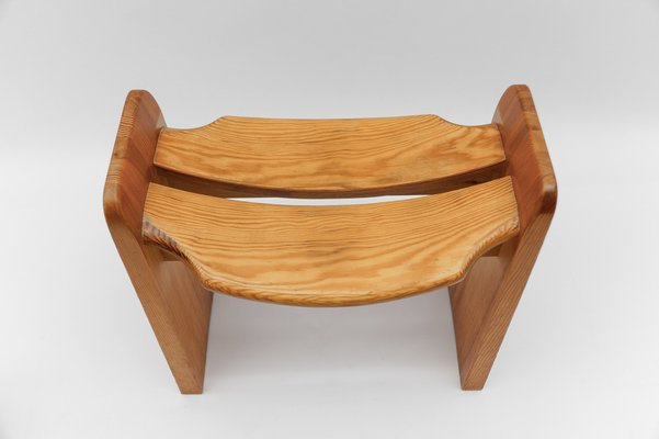 Mid-Century Modern Pine Wood Stool by Gilbert Marklund for Furusnickarn AB, 1970s-KQB-1736377