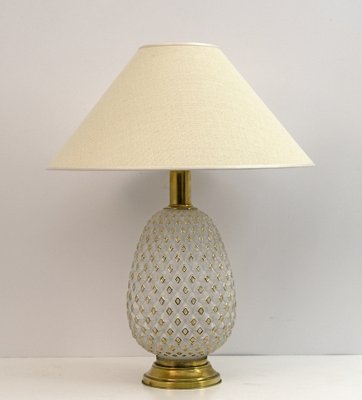 Mid-Century Modern Pineapple Table Lamp in Murano Glass & Brass, Italy, 1970-FER-1410735