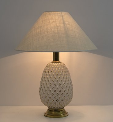 Mid-Century Modern Pineapple Table Lamp in Murano Glass & Brass, Italy, 1970-FER-1410735