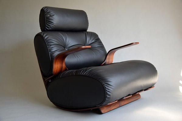 Mid-Century Modern Plywood and Leather Rocking Chair-IEI-945000