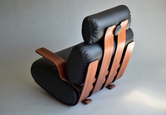 Mid-Century Modern Plywood and Leather Rocking Chair-IEI-945000