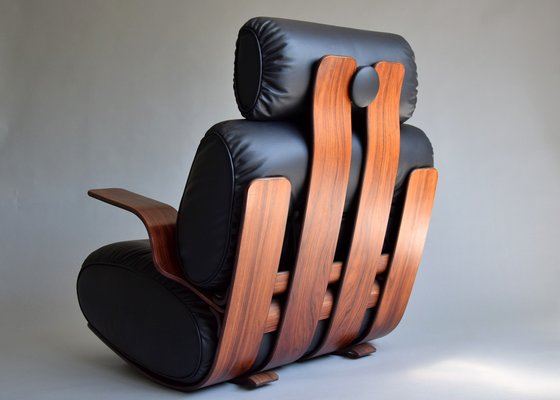 Mid-Century Modern Plywood and Leather Rocking Chair-IEI-945000