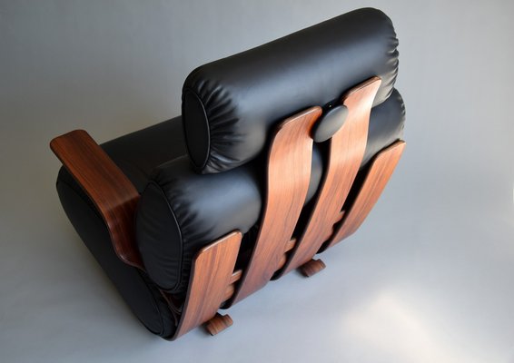 Mid-Century Modern Plywood and Leather Rocking Chair-IEI-945000