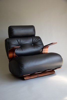 Mid-Century Modern Plywood and Leather Rocking Chair-IEI-945000