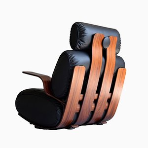 Mid-Century Modern Plywood and Leather Rocking Chair-IEI-945000