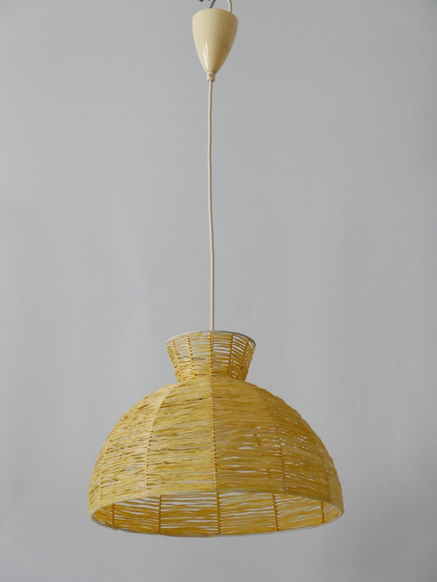 Mid-Century Modern Raffia Bast Pendant Lamp or Hanging Light, Germany, 1970s