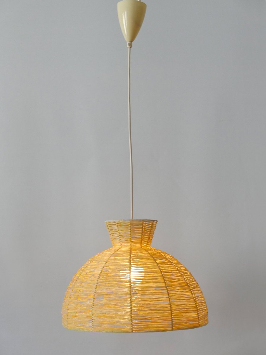 Mid-Century Modern Raffia Bast Pendant Lamp or Hanging Light, Germany, 1970s