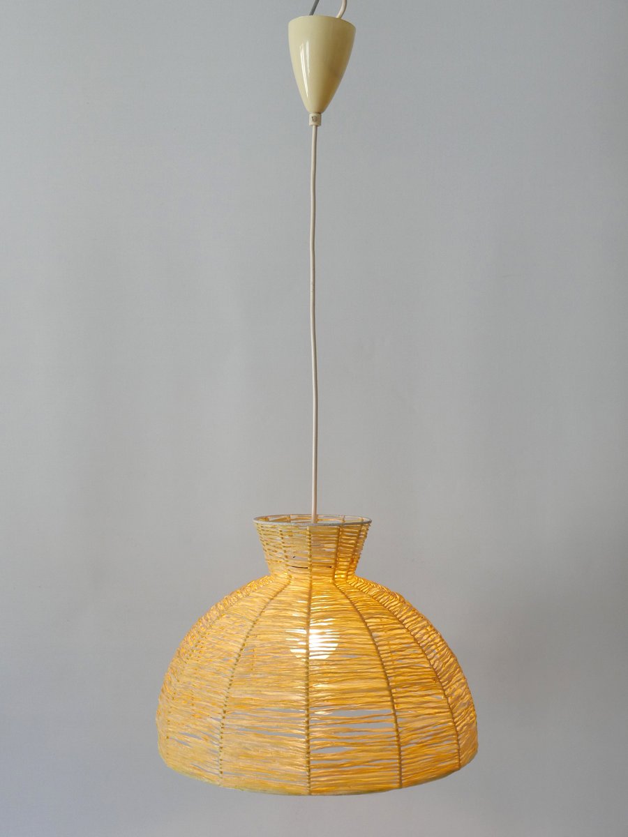 Mid-Century Modern Raffia Bast Pendant Lamp or Hanging Light, Germany, 1970s