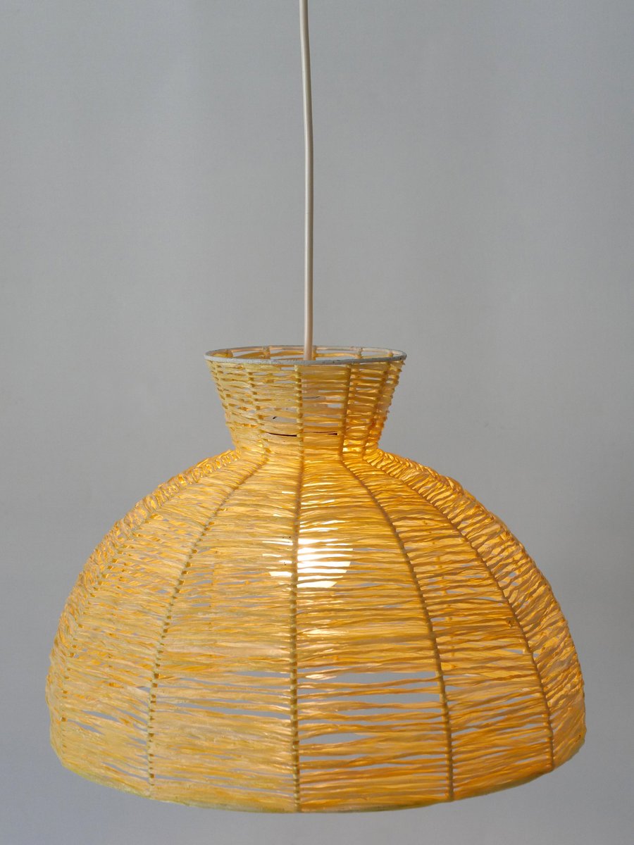 Mid-Century Modern Raffia Bast Pendant Lamp or Hanging Light, Germany, 1970s