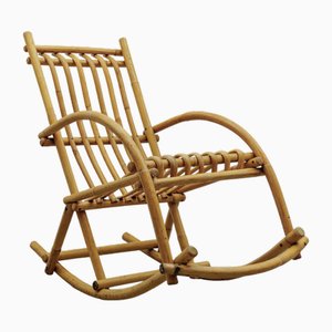 Mid-Century Modern Rattan and Bamboo Rocking Chair, 1960s-KQB-2027820