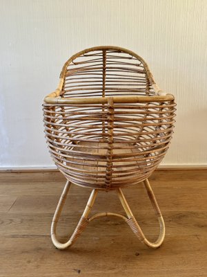 Mid-Century Modern Rattan Baby Crib, 1960s-LL-2041039