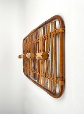 Mid-Century Modern Rattan & Bamboo Coat Rack Stand, Italy, 1960s-LYQ-1171323