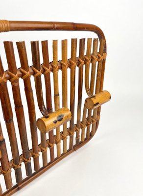 Mid-Century Modern Rattan & Bamboo Coat Rack Stand, Italy, 1960s-LYQ-1171323