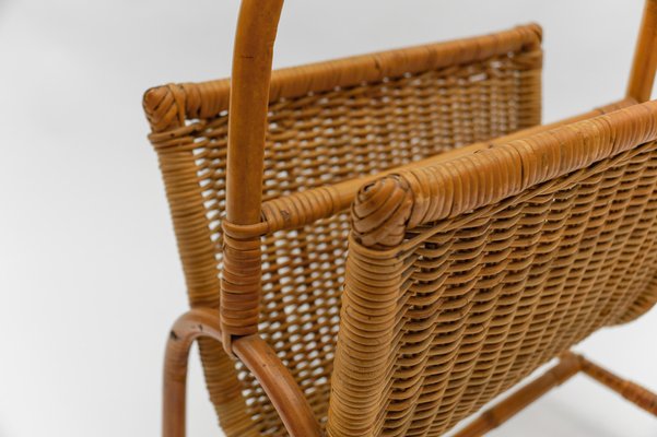 Mid-Century Modern Rattan Magazine Rack, Italy, 1960s-KQB-1816263