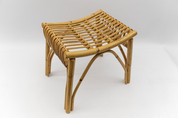 Mid-Century Modern Rattan Stool, Italy, 1950s-KQB-1750136