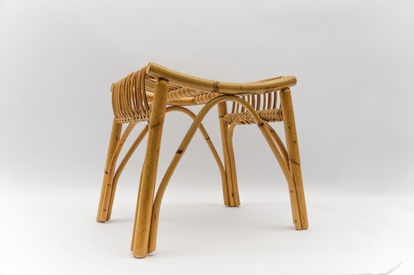 Mid-Century Modern Rattan Stool, Italy, 1950s-KQB-1750136