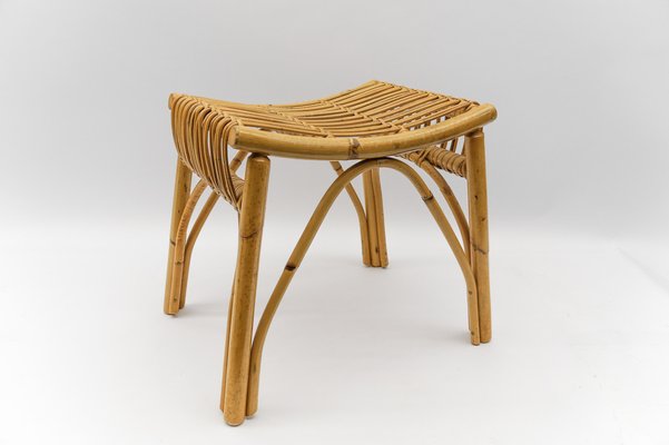 Mid-Century Modern Rattan Stool, Italy, 1950s-KQB-1750136