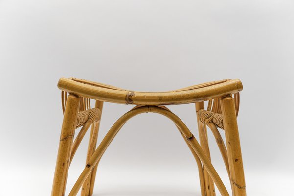 Mid-Century Modern Rattan Stool, Italy, 1950s-KQB-1750136