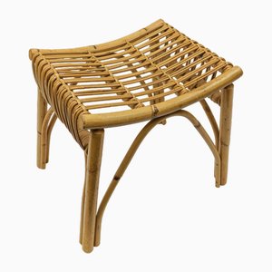 Mid-Century Modern Rattan Stool, Italy, 1950s-KQB-1750136