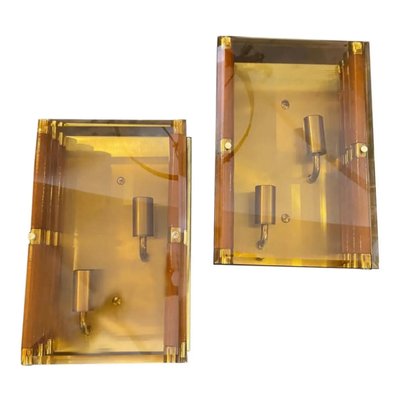 Mid-Century Modern Rectangular Italian Wall Sconces, 1970s, Set of 2-NMK-1320332