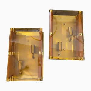 Mid-Century Modern Rectangular Italian Wall Sconces, 1970s, Set of 2-NMK-1320332