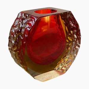 Mid-Century Modern Red and Yellow Sommerso Murano Glass Vase by Alessandro Mandruzzato, 1960s-NMK-1764385