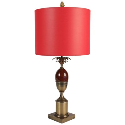 Mid-Century Modern Red Table Lamp in Brass and Resin, 1960s-WFS-744774