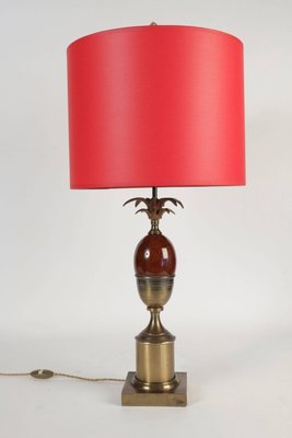 Mid-Century Modern Red Table Lamp in Brass and Resin, 1960s-WFS-744774