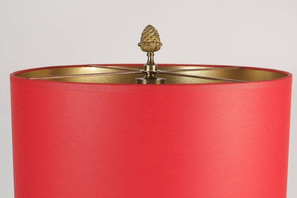 Mid-Century Modern Red Table Lamp in Brass and Resin, 1960s-WFS-744774