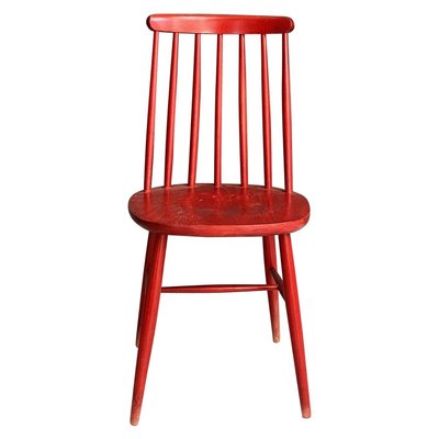 Mid-Century Modern Red Wooden Chair, Northern Europe, 1960s-GDD-1385098