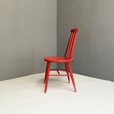 Mid-Century Modern Red Wooden Chair, Northern Europe, 1960s-GDD-1385098