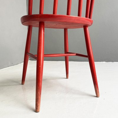 Mid-Century Modern Red Wooden Chair, Northern Europe, 1960s-GDD-1385098