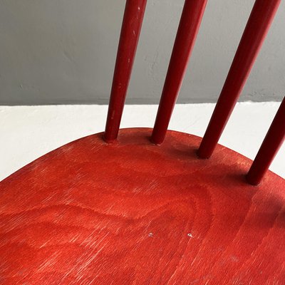 Mid-Century Modern Red Wooden Chair, Northern Europe, 1960s-GDD-1385098