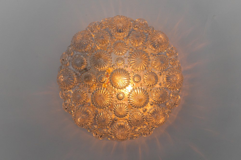 Mid-Century Modern Round 3D Fossil Shell Shape Flush Mount, 1960s