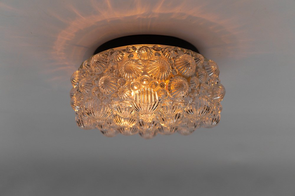 Mid-Century Modern Round 3D Fossil Shell Shape Flush Mount, 1960s