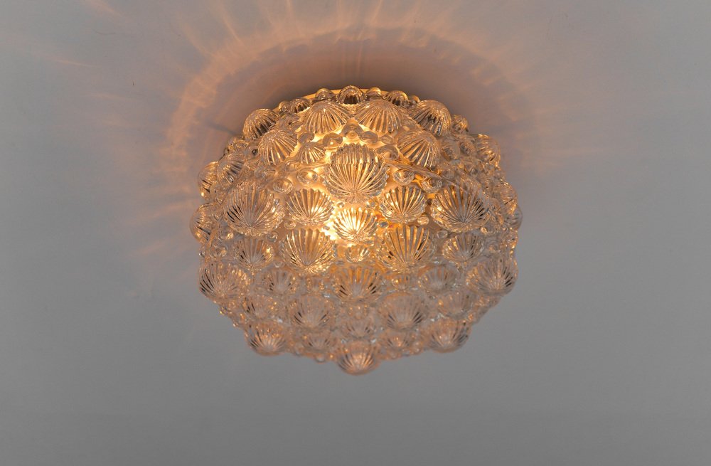 Mid-Century Modern Round 3D Fossil Shell Shape Flush Mount, 1960s