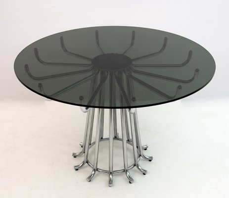 Mid-Century Modern Round Dining Table in Chrome Metal by Gastone Rinaldi, Italy, 1970s-FER-1148165