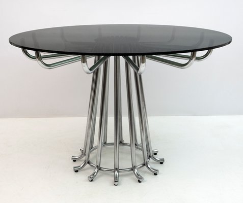 Mid-Century Modern Round Dining Table in Chrome Metal by Gastone Rinaldi, Italy, 1970s-FER-1148165