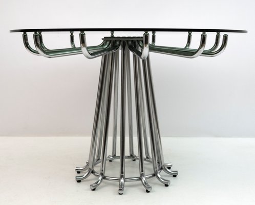 Mid-Century Modern Round Dining Table in Chrome Metal by Gastone Rinaldi, Italy, 1970s-FER-1148165