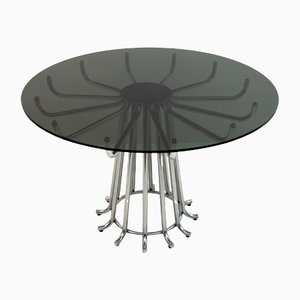 Mid-Century Modern Round Dining Table in Chrome Metal by Gastone Rinaldi, Italy, 1970s-FER-1148165