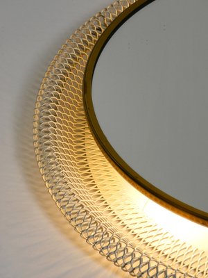 Mid-Century Modern Round Illuminated Wall Mirror with Expanded White Metal Frame-RR-975721