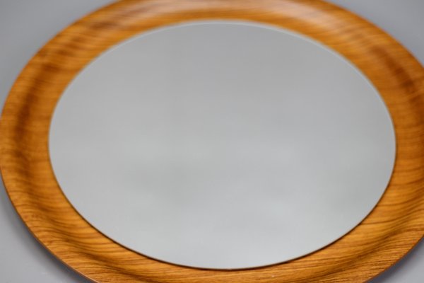 Mid-Century Modern Round Plywood Frame Wall Mirror, 1960s-KEG-1772939