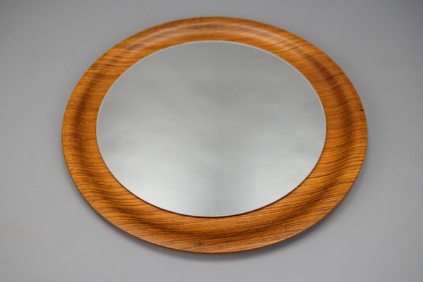 Mid-Century Modern Round Plywood Frame Wall Mirror, 1960s-KEG-1772939