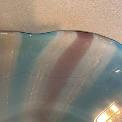 Mid-Century Modern Round Striped Murano Glass Bowl in the style of Paolo Venini, 1970s-NMK-1773679