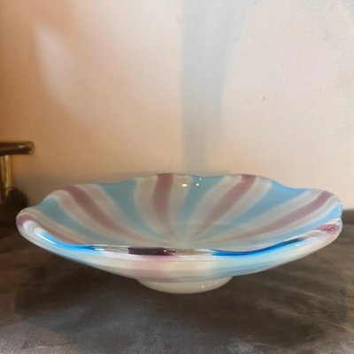 Mid-Century Modern Round Striped Murano Glass Bowl in the style of Paolo Venini, 1970s-NMK-1773679