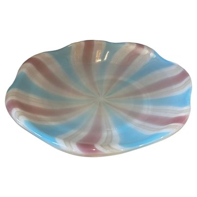 Mid-Century Modern Round Striped Murano Glass Bowl in the style of Paolo Venini, 1970s-NMK-1773679