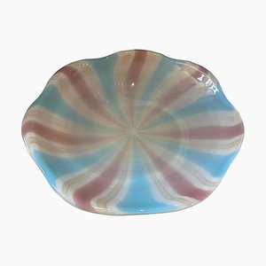 Mid-Century Modern Round Striped Murano Glass Bowl in the style of Paolo Venini, 1970s-NMK-1773679