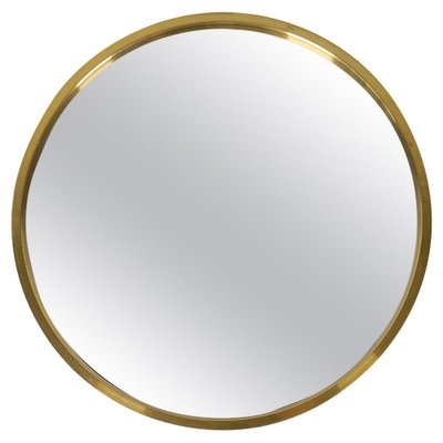 Mid-Century Modern Rounded Brass Mirror attributed to Glasmäster in Markaryd, Sweden, 1960s-UYK-1750815